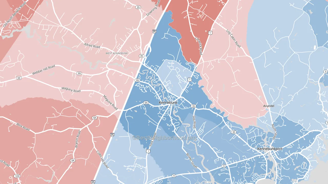 Kennebunk, ME block-group political-lean map