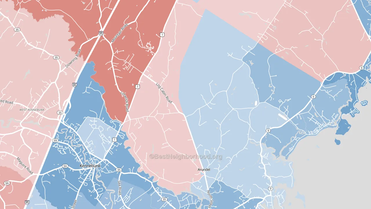 Kennebunkport, ME block-group political-lean map