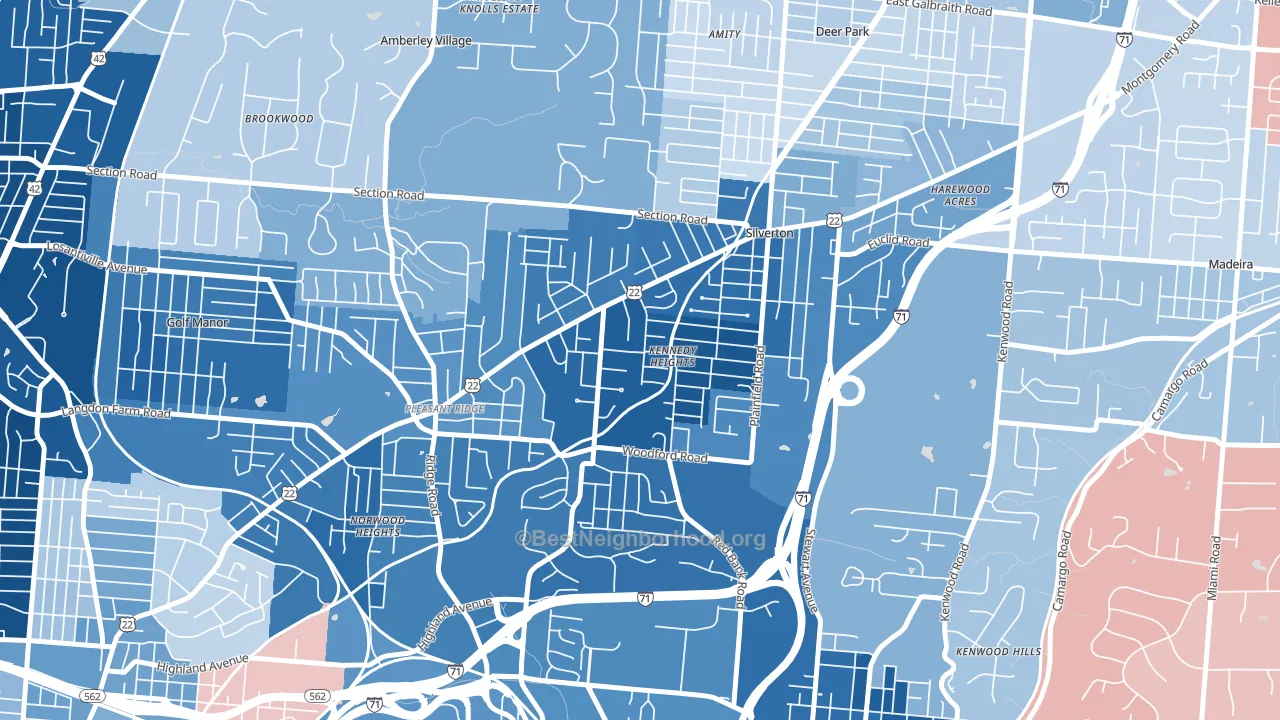 Kennedy Heights, Cincinnati, OH block-group political-lean map