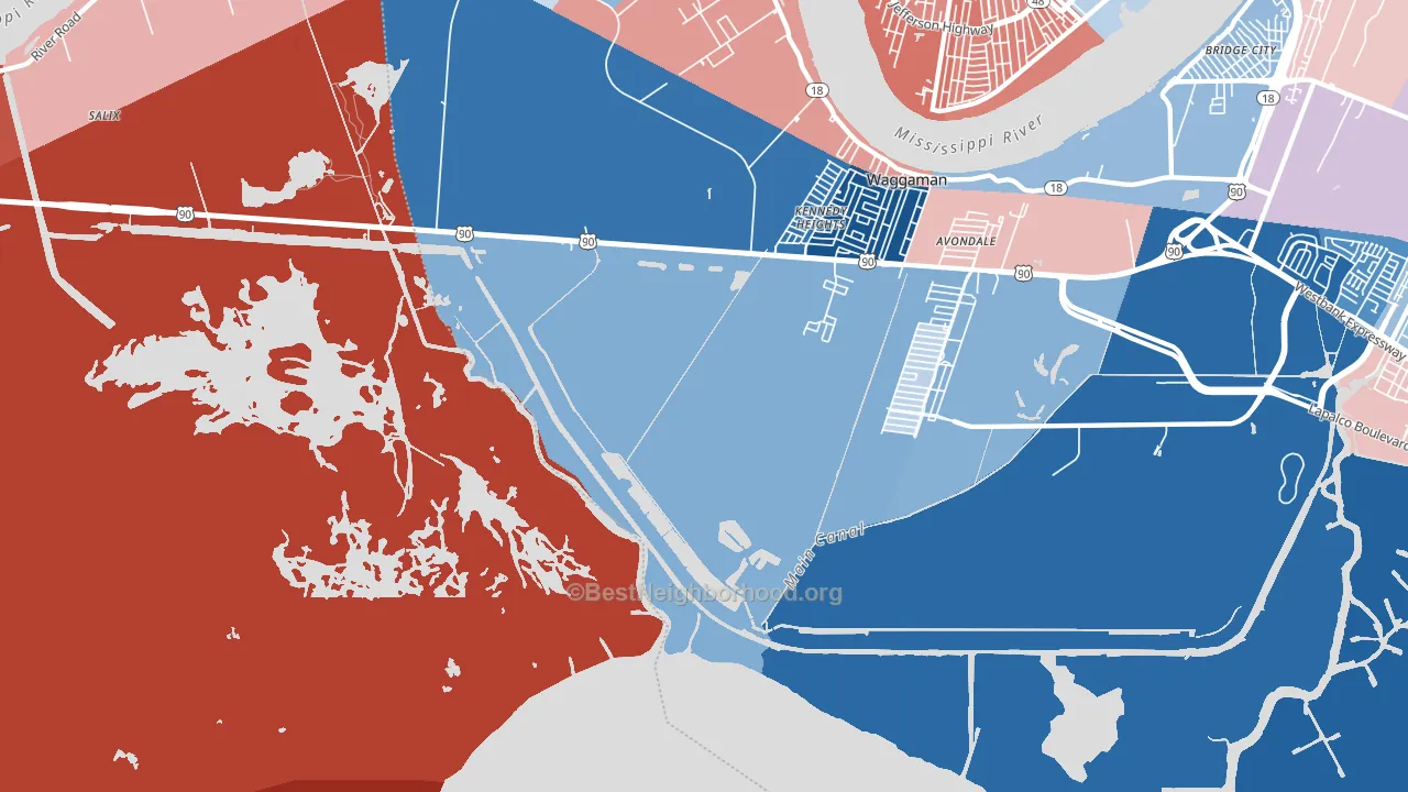 Kennedy Heights, LA block-group political-lean map