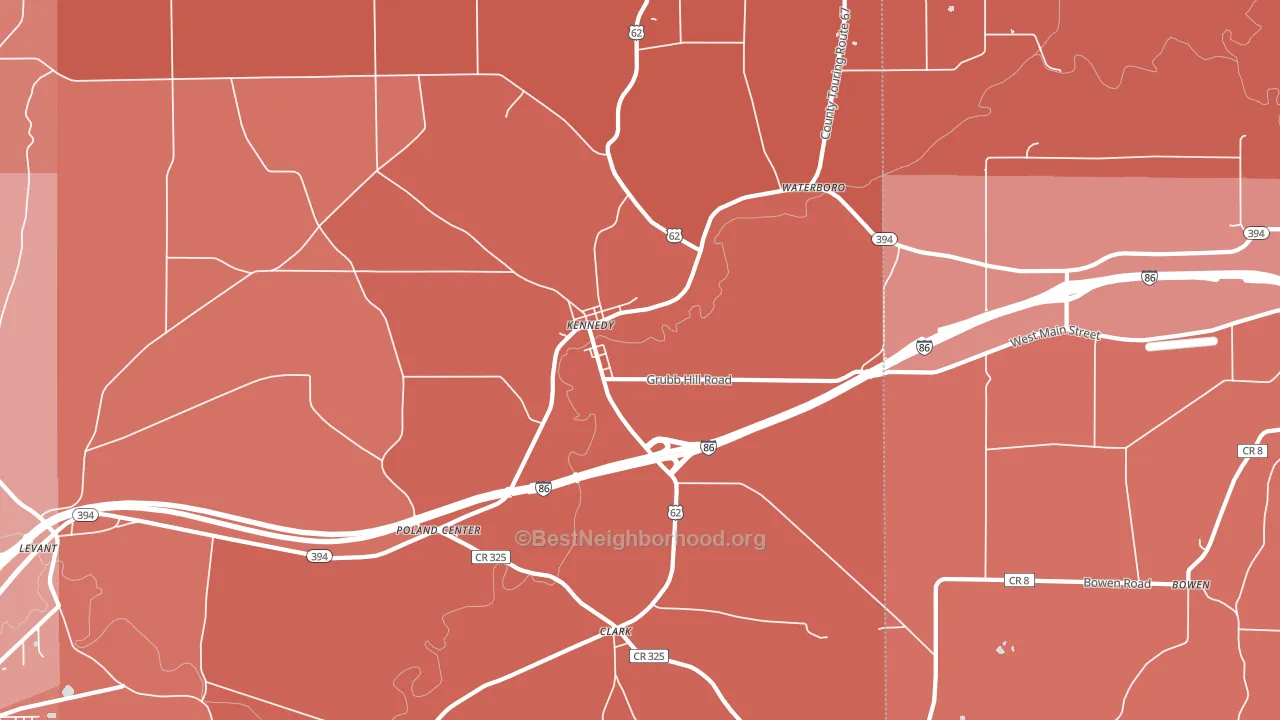 Kennedy, NY block-group political-lean map