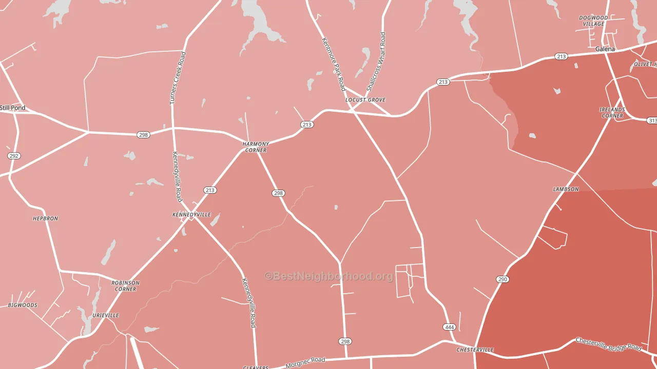 Kennedyville, MD block-group political-lean map