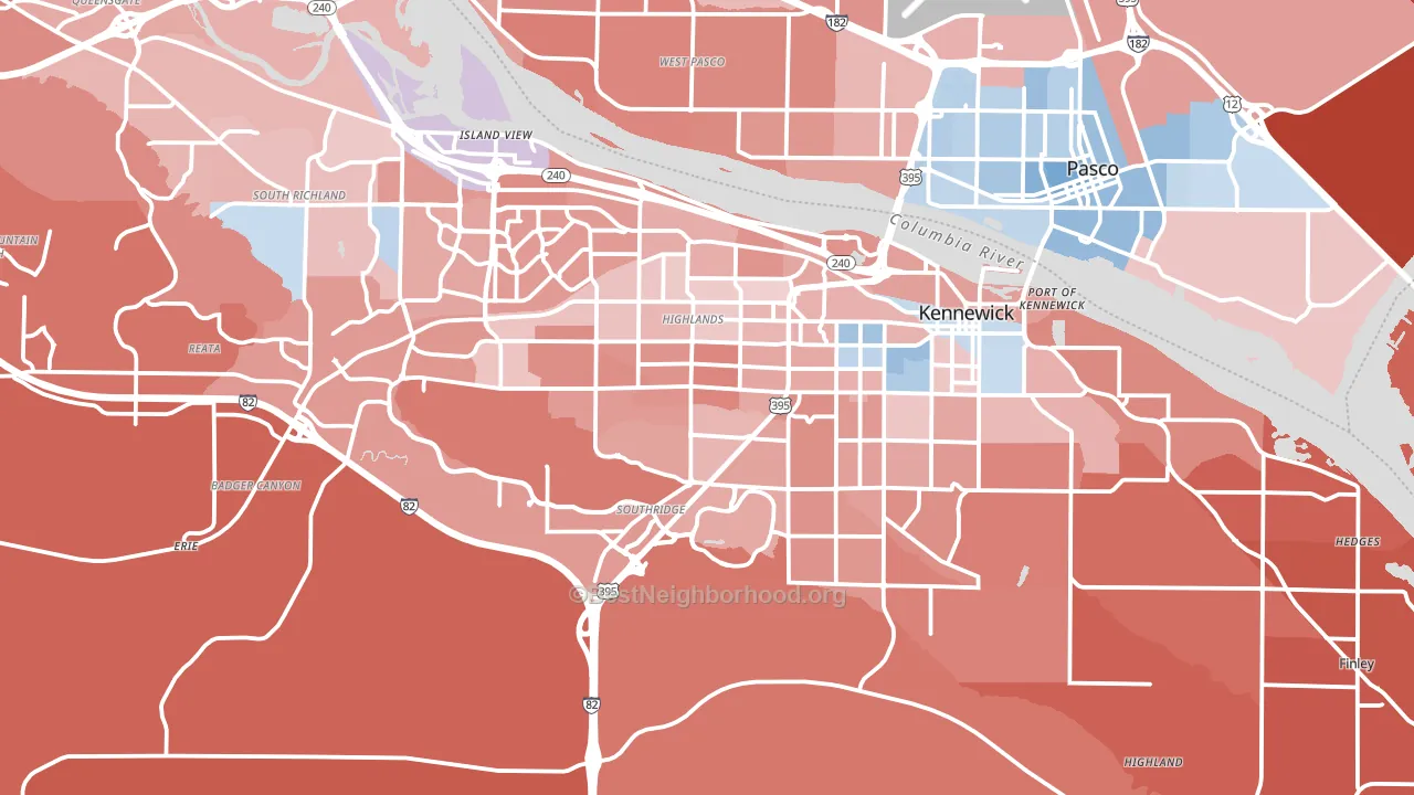 Kennewick, WA block-group political-lean map