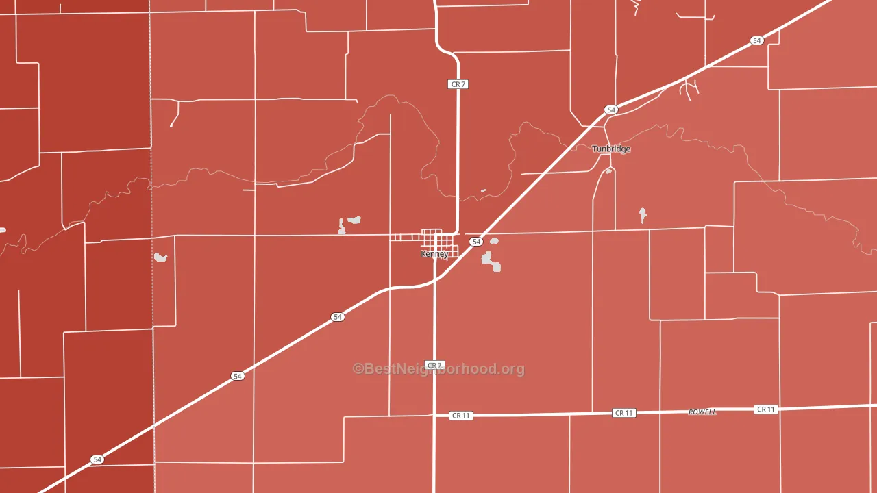 Kenney, IL block-group political-lean map