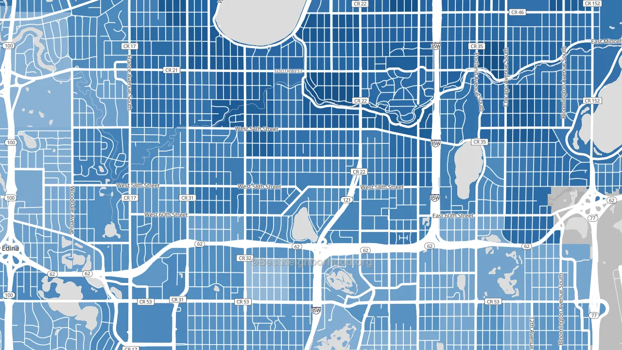 Kenny, Minneapolis, MN block-group political-lean map