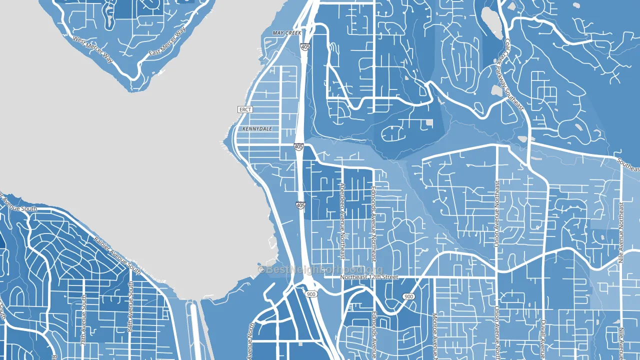 Kennydale, Renton, WA block-group political-lean map