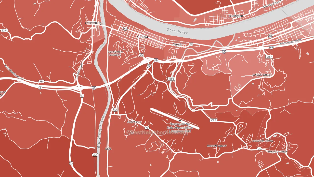 Kenova, WV block-group political-lean map