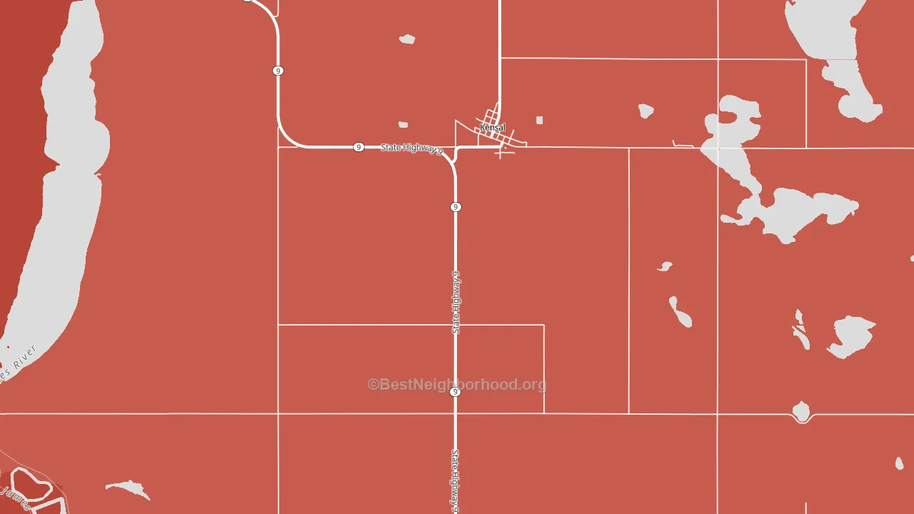 Kensal, ND block-group political-lean map
