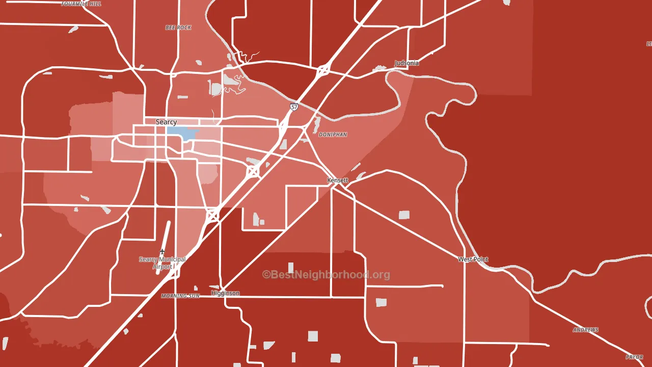 Kensett, AR block-group political-lean map