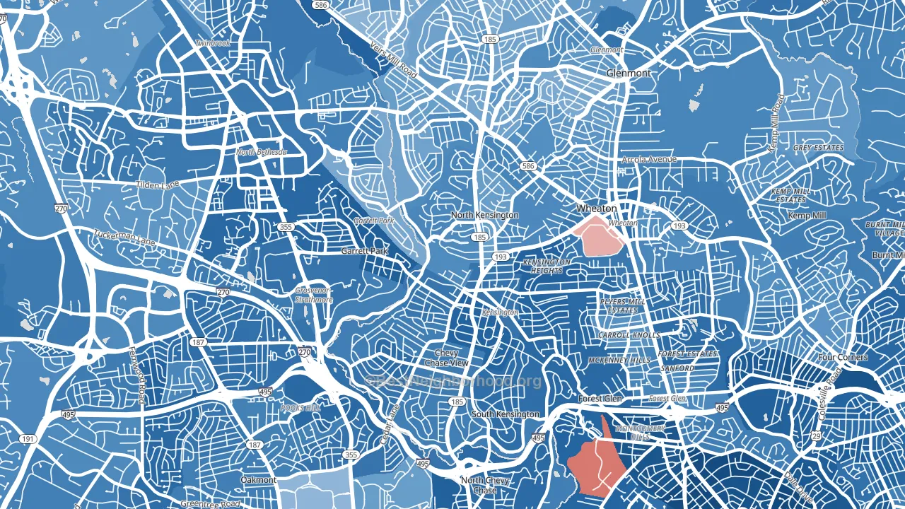Kensington, MD block-group political-lean map