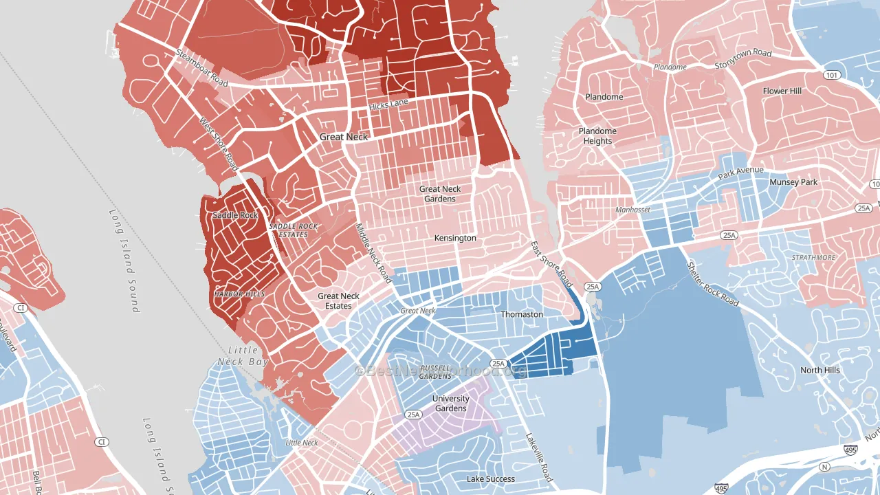 Kensington, NY block-group political-lean map