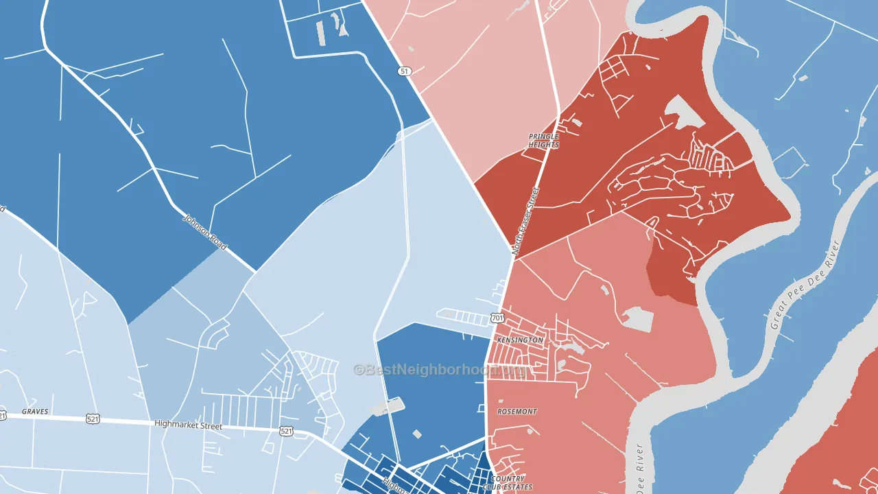 Kensington, SC block-group political-lean map