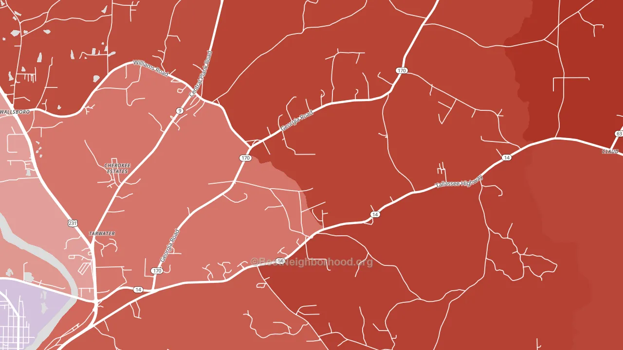 Kent, AL block-group political-lean map