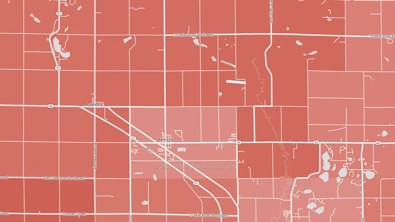 Kent City, MI block-group political-lean map