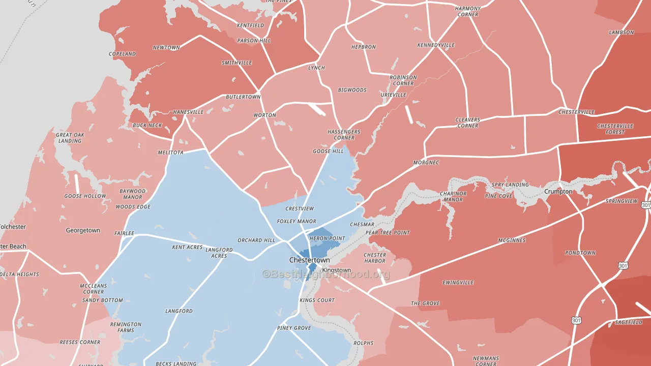 Kent County, MD block-group political-lean map