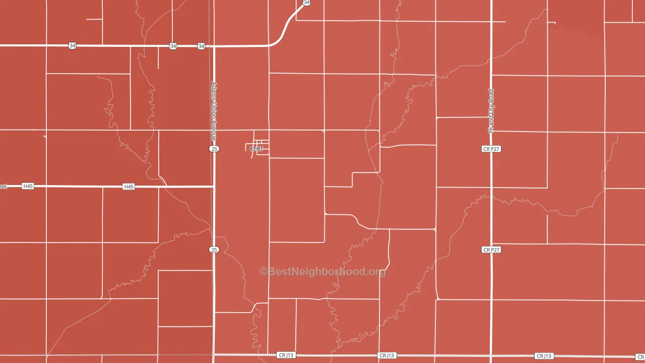 Kent, IA block-group political-lean map