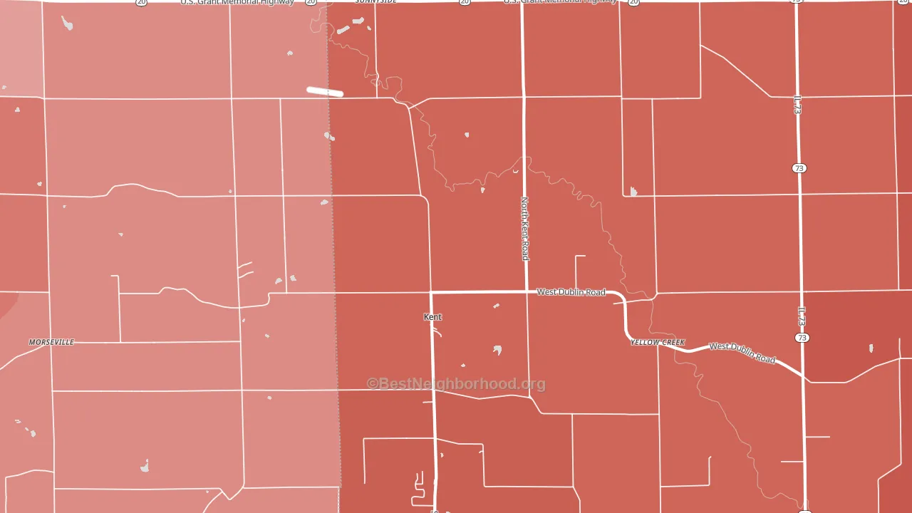 Kent, IL block-group political-lean map