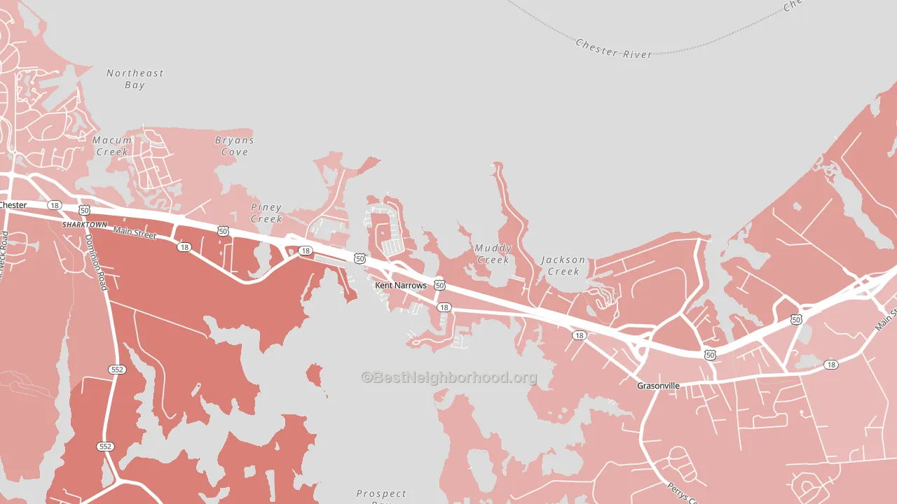 Kent Narrows, MD block-group political-lean map