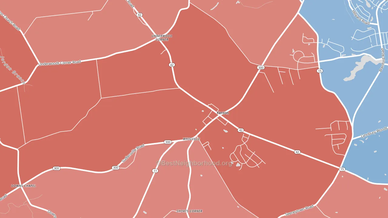 Kenton, DE block-group political-lean map