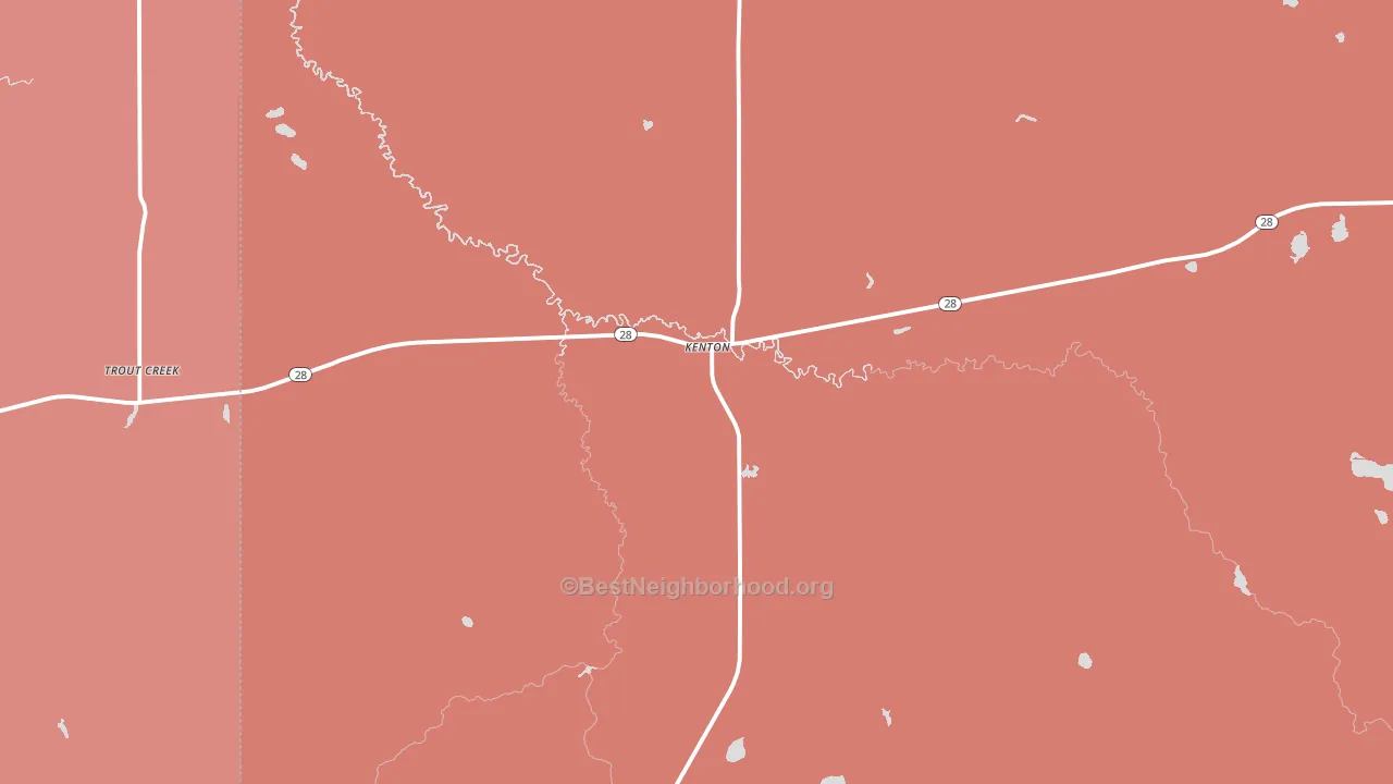 Kenton, MI block-group political-lean map