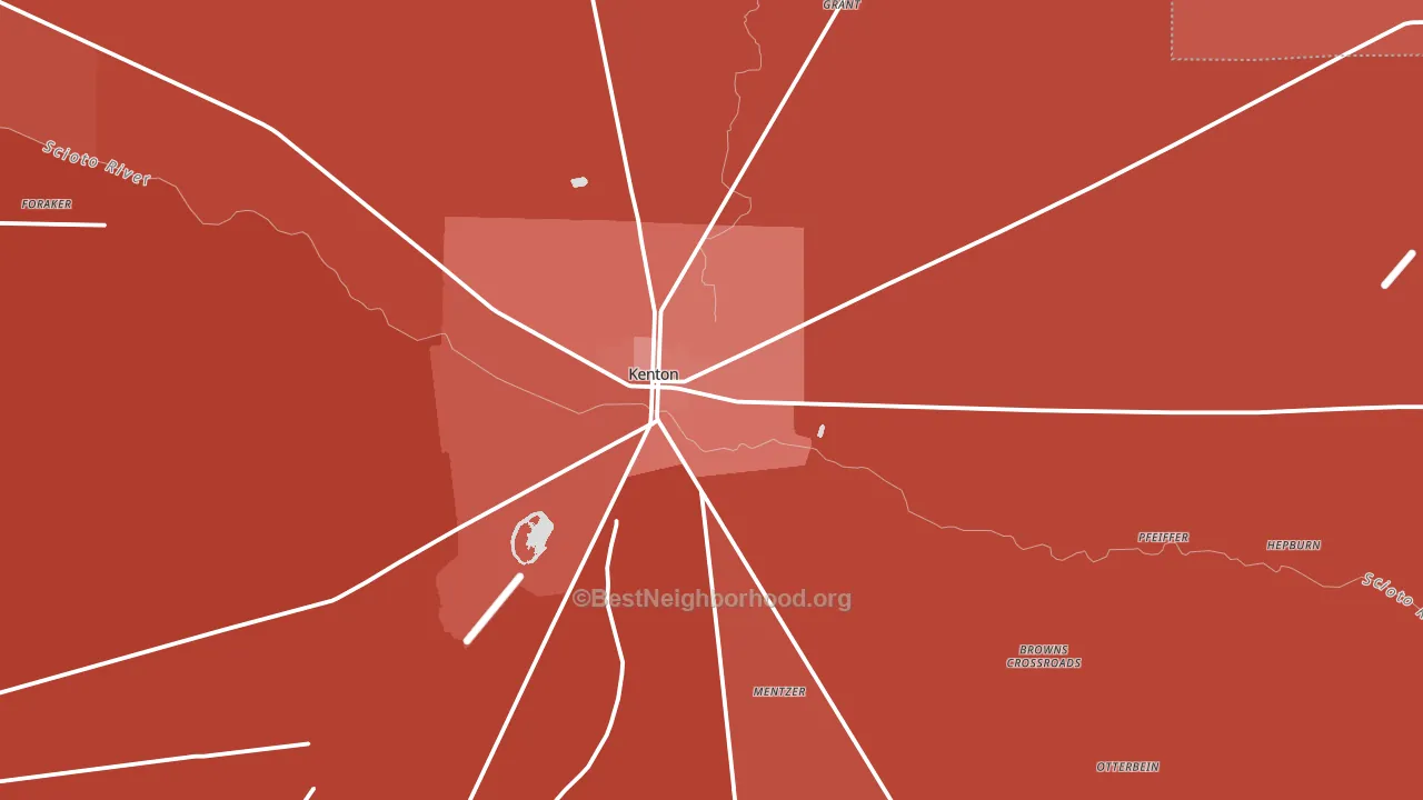 Kenton, OH block-group political-lean map