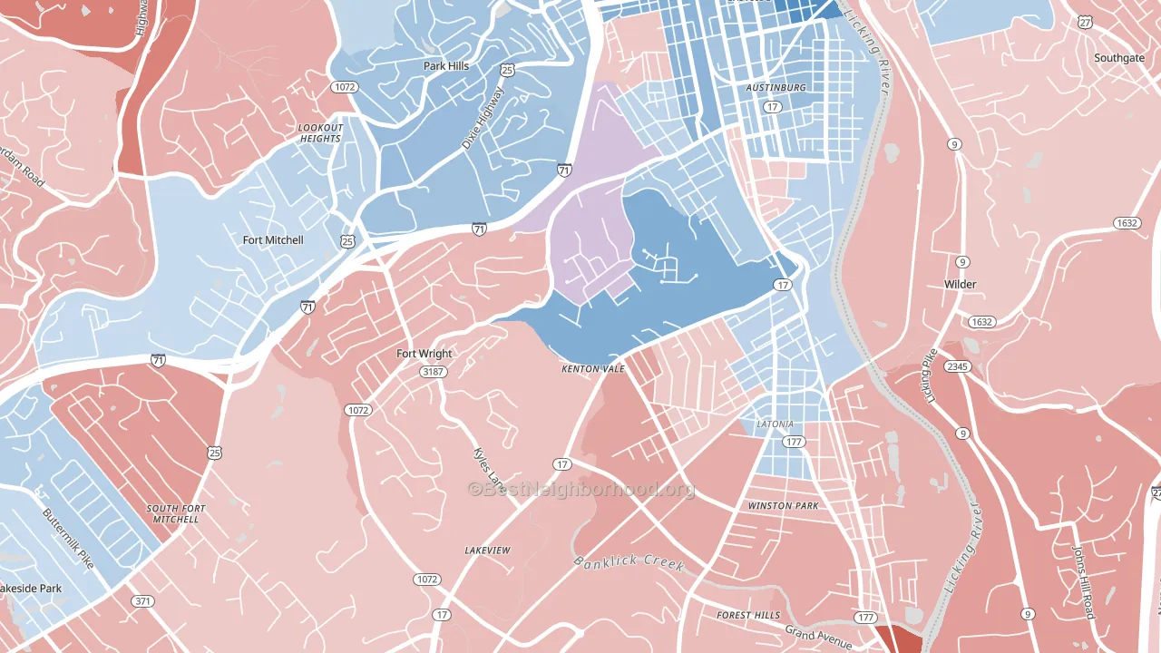 Kenton Vale, KY block-group political-lean map