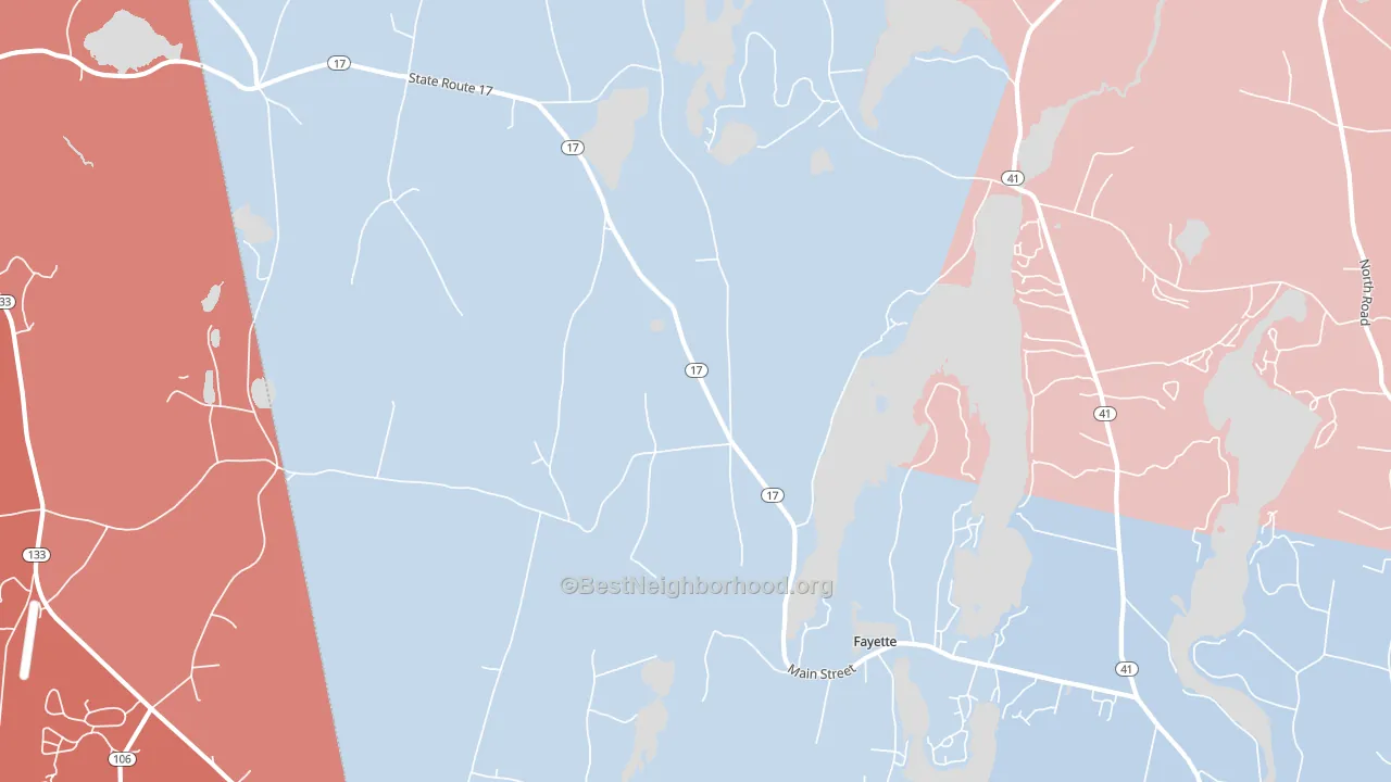 Kents Hill, ME block-group political-lean map
