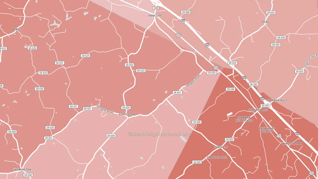 Kents Store, VA block-group political-lean map