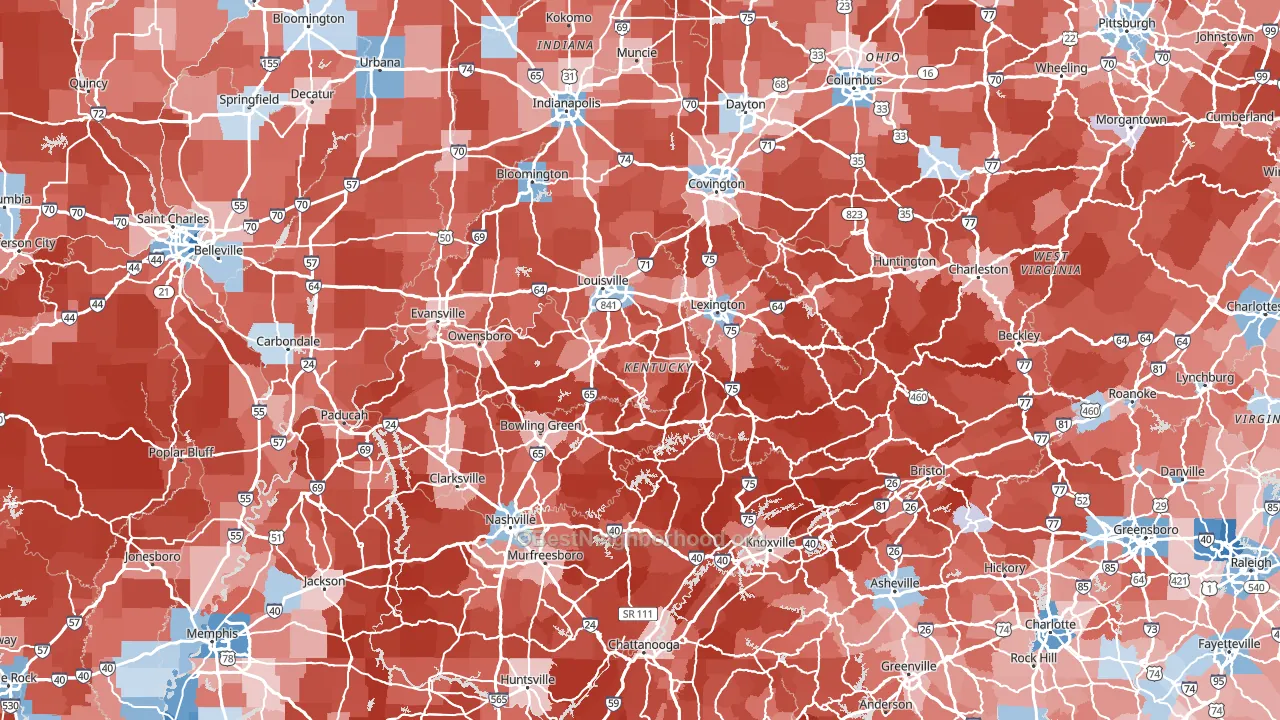 Kentucky block-group political-lean map