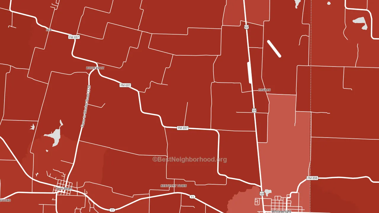 Kentuckytown, TX block-group political-lean map