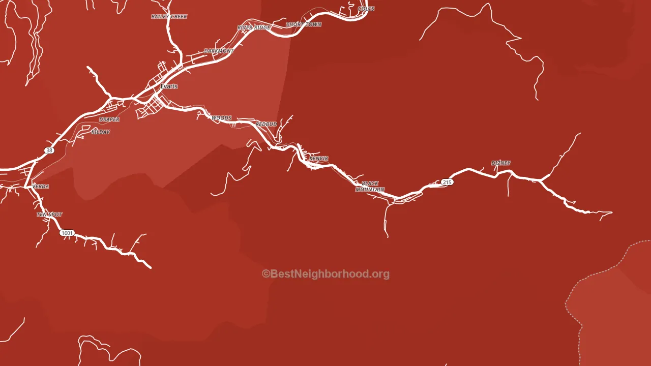 Kenvir, KY block-group political-lean map