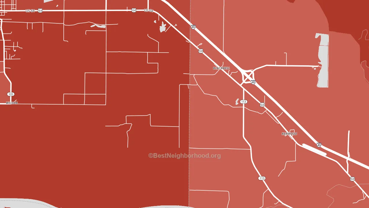 Kenwood, AR block-group political-lean map