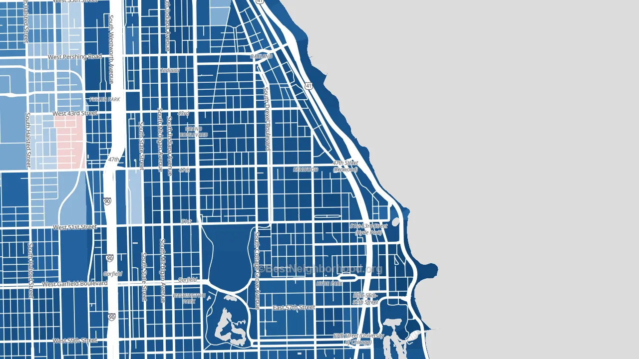 Kenwood, Chicago, IL block-group political-lean map