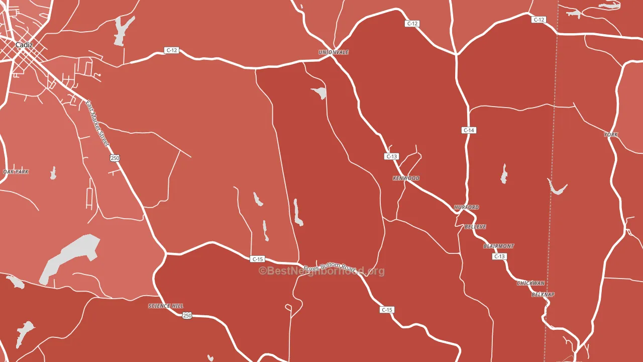 Kenwood, OH block-group political-lean map
