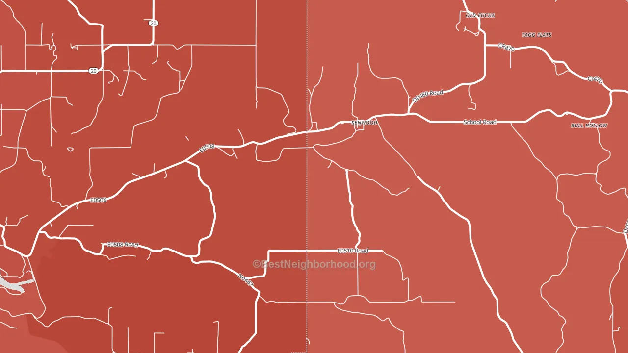 Kenwood, OK block-group political-lean map