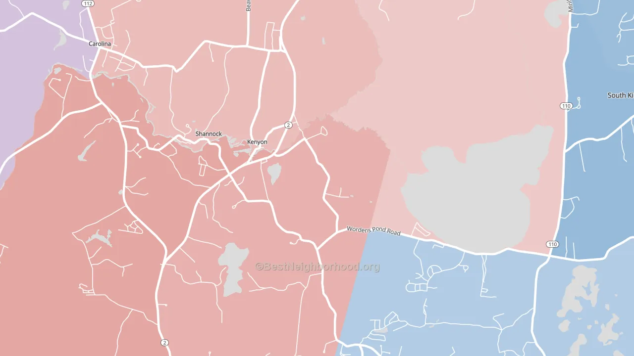 Kenyon, RI block-group political-lean map