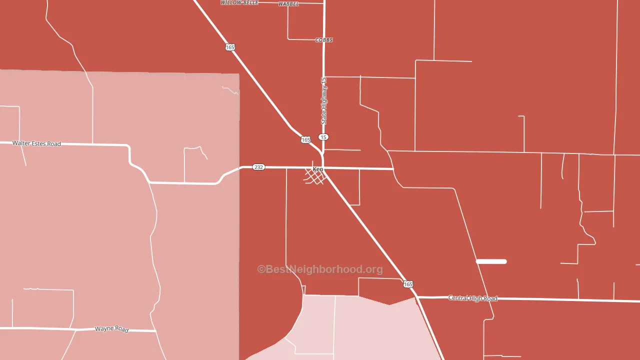 Keo, AR block-group political-lean map