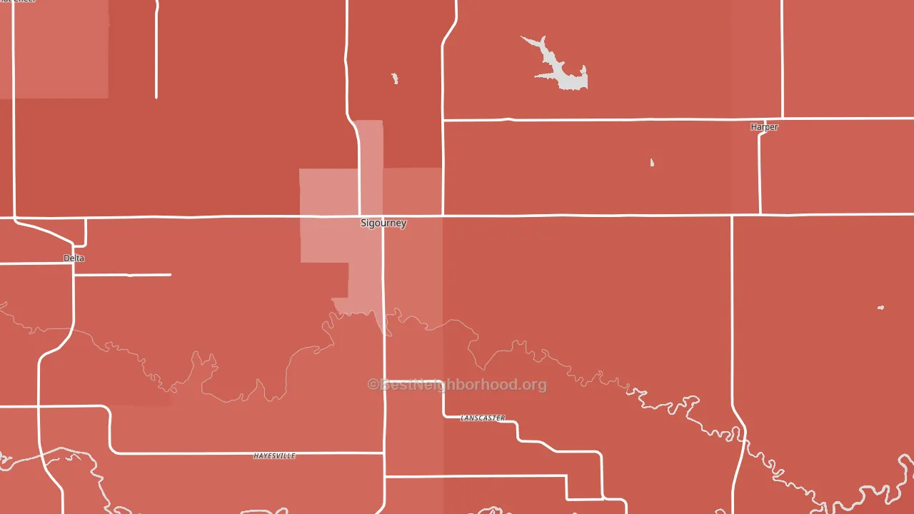Keokuk County, IA block-group political-lean map