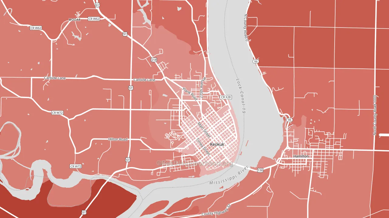 Keokuk, IA block-group political-lean map