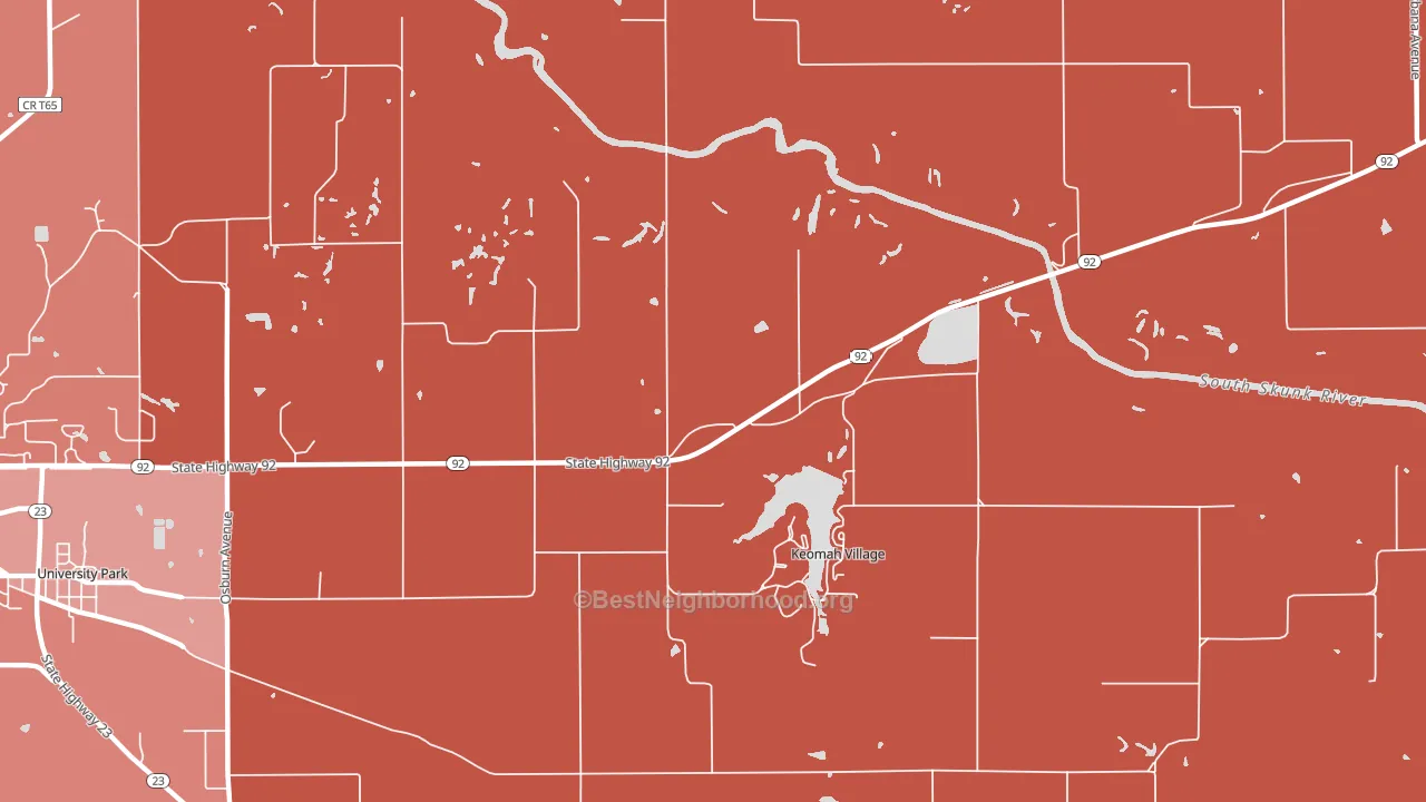 Keomah Village, IA block-group political-lean map