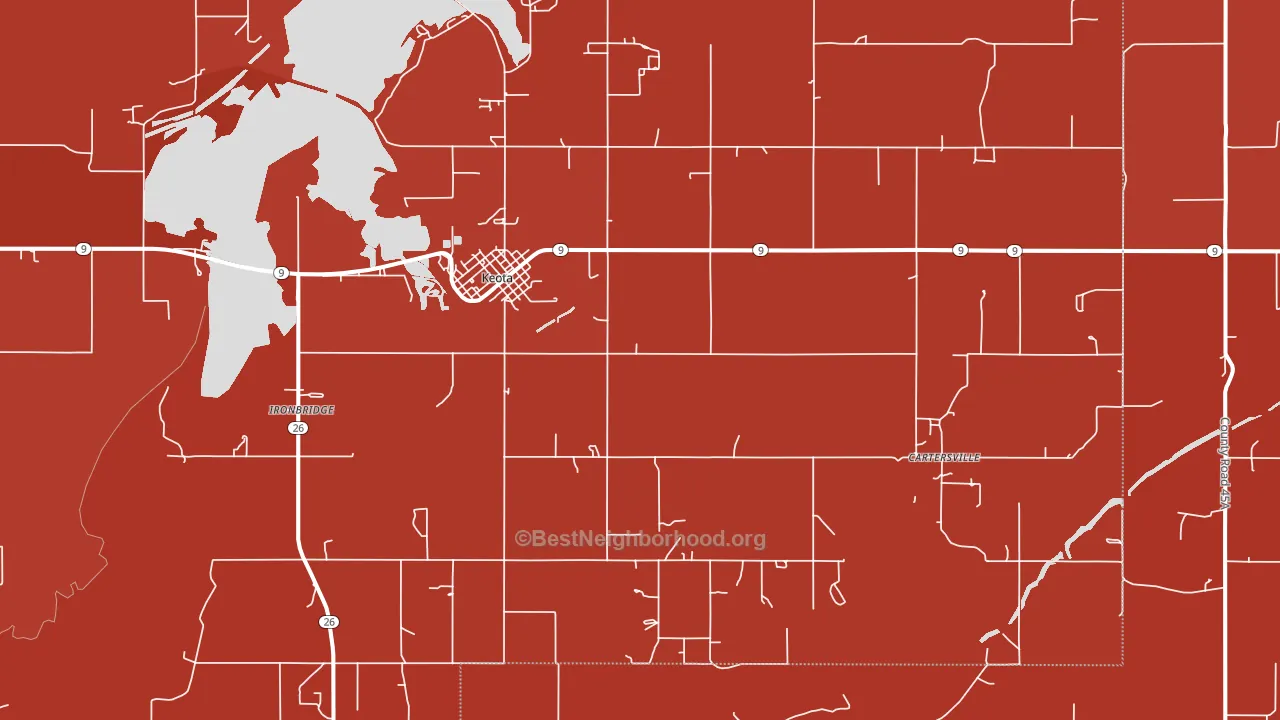 Keota, OK block-group political-lean map
