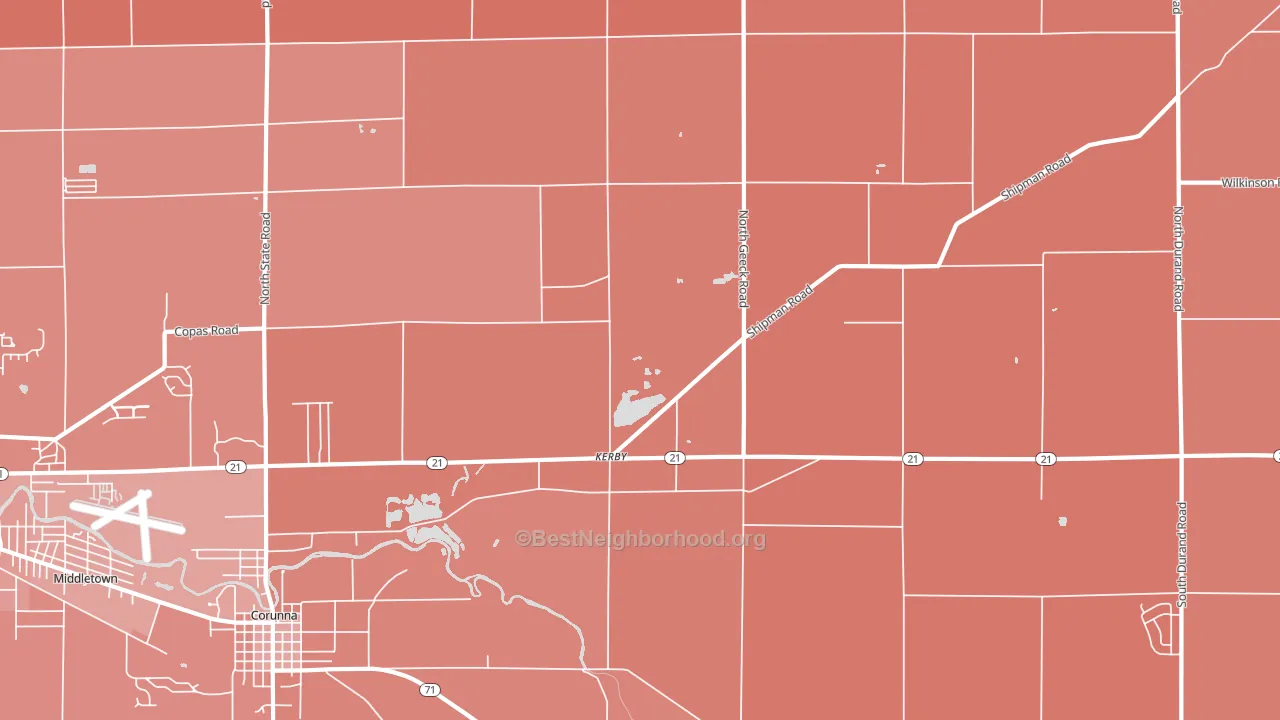 Kerby, MI block-group political-lean map