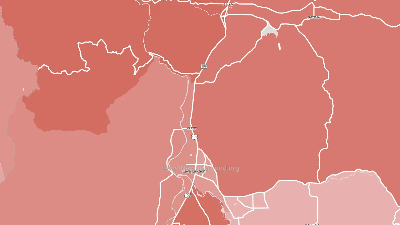 Kerby, OR block-group political-lean map