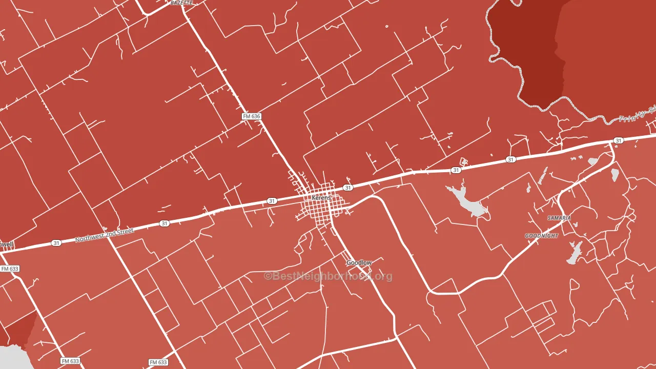 Kerens, TX block-group political-lean map