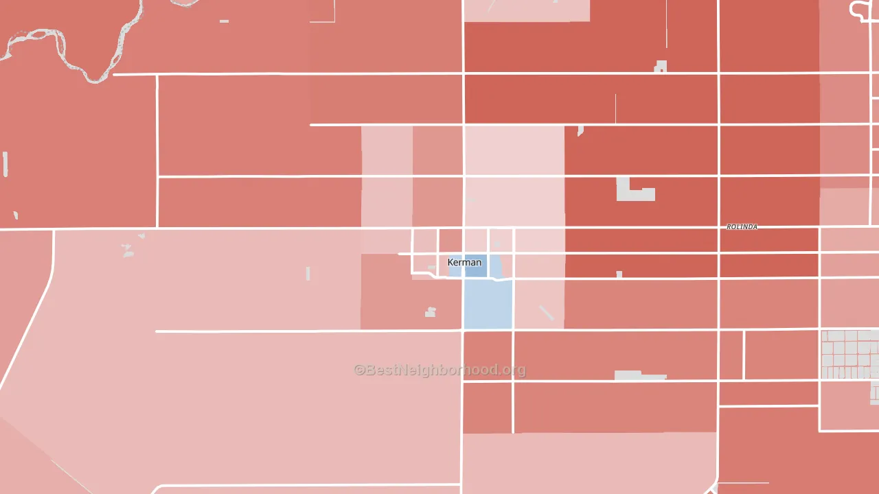 Kerman, CA block-group political-lean map