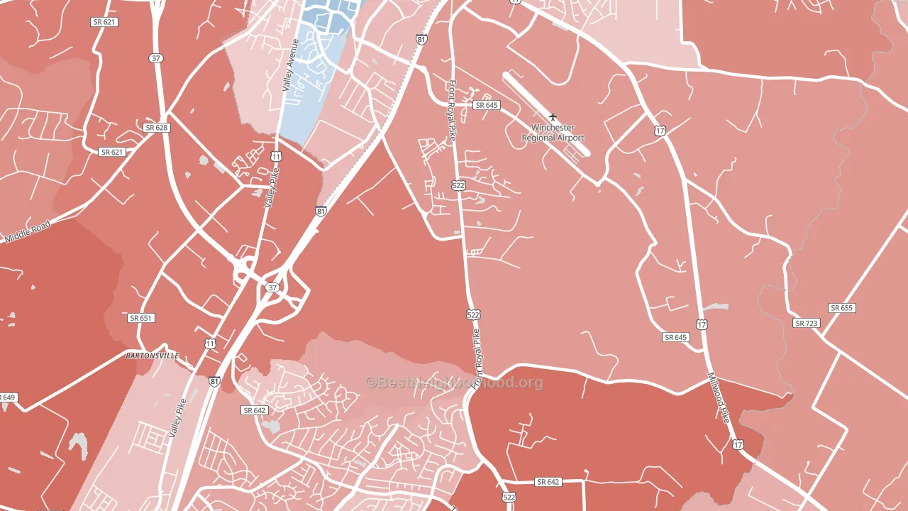 Kernstown, VA block-group political-lean map