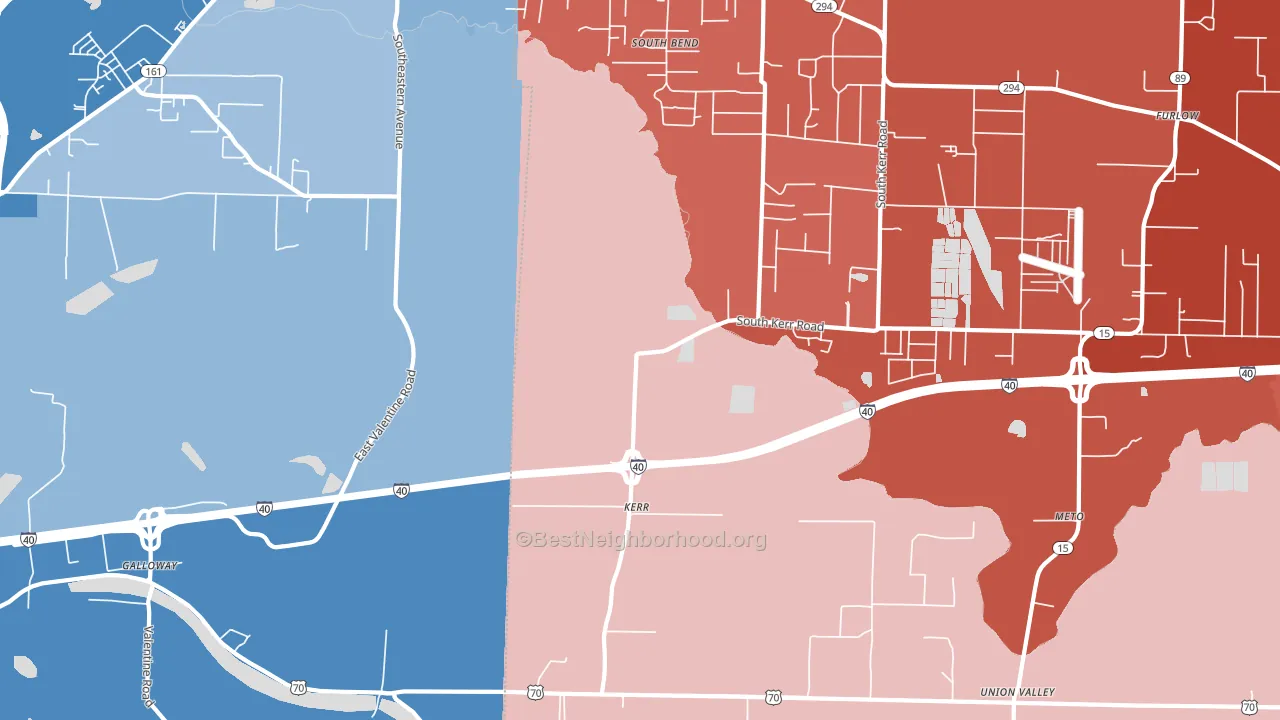Kerr, AR block-group political-lean map