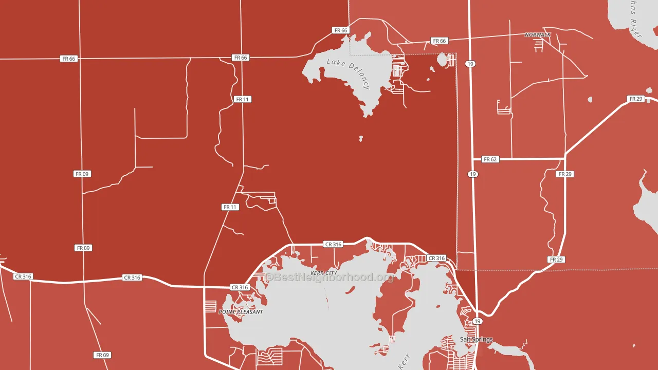 Kerr City, FL block-group political-lean map