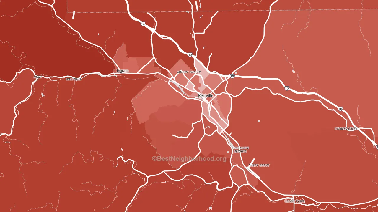 Kerr County, TX block-group political-lean map
