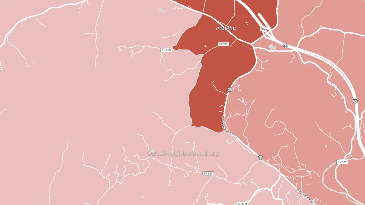 Kerrs Creek, VA block-group political-lean map